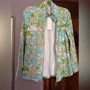 NWT Lilly Pulitzer M Leona Zip-Up Jacket Sunbathers Fresh Water Blue mermaids